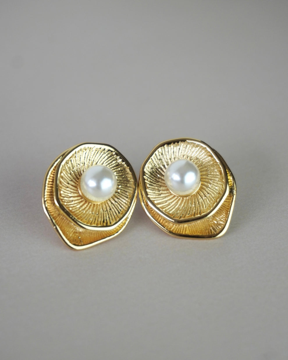 Pearl Opal Floral Statement Earring - Demifine 18KT Gold Plated