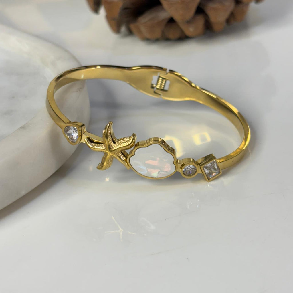 Aquatic Muse Cuff Bracelet - Demifine 18KT Gold Plated