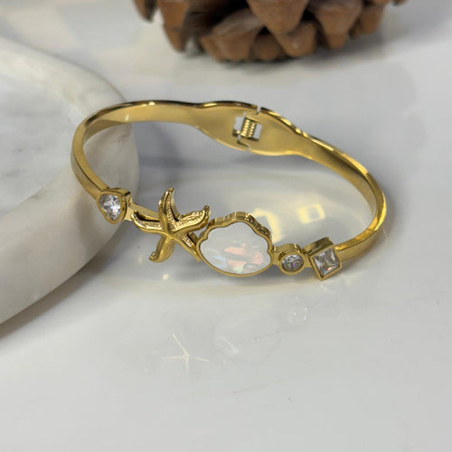 Aquatic Muse Cuff Bracelet - Demifine 18KT Gold Plated