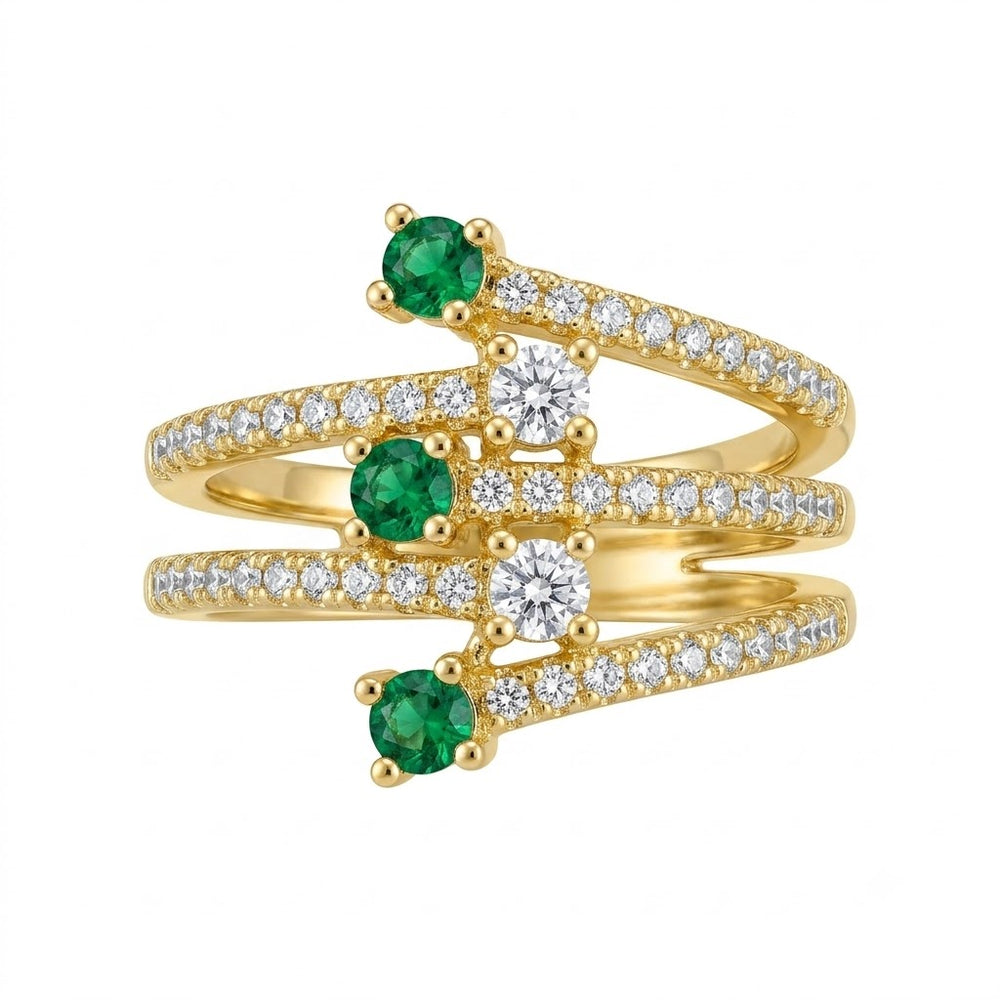 Empress Emerald Multi-Band Ring - 18KT Gold Plated