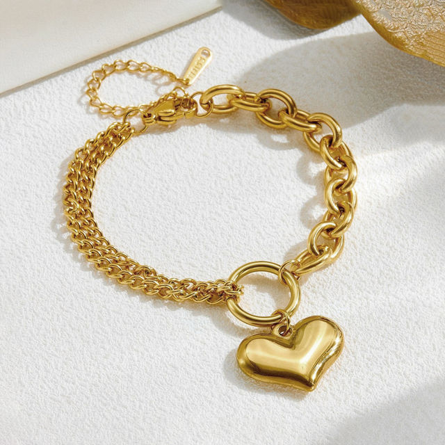 Multilayer Heart Charm Bracelet - Demifine 18KT Gold Plated