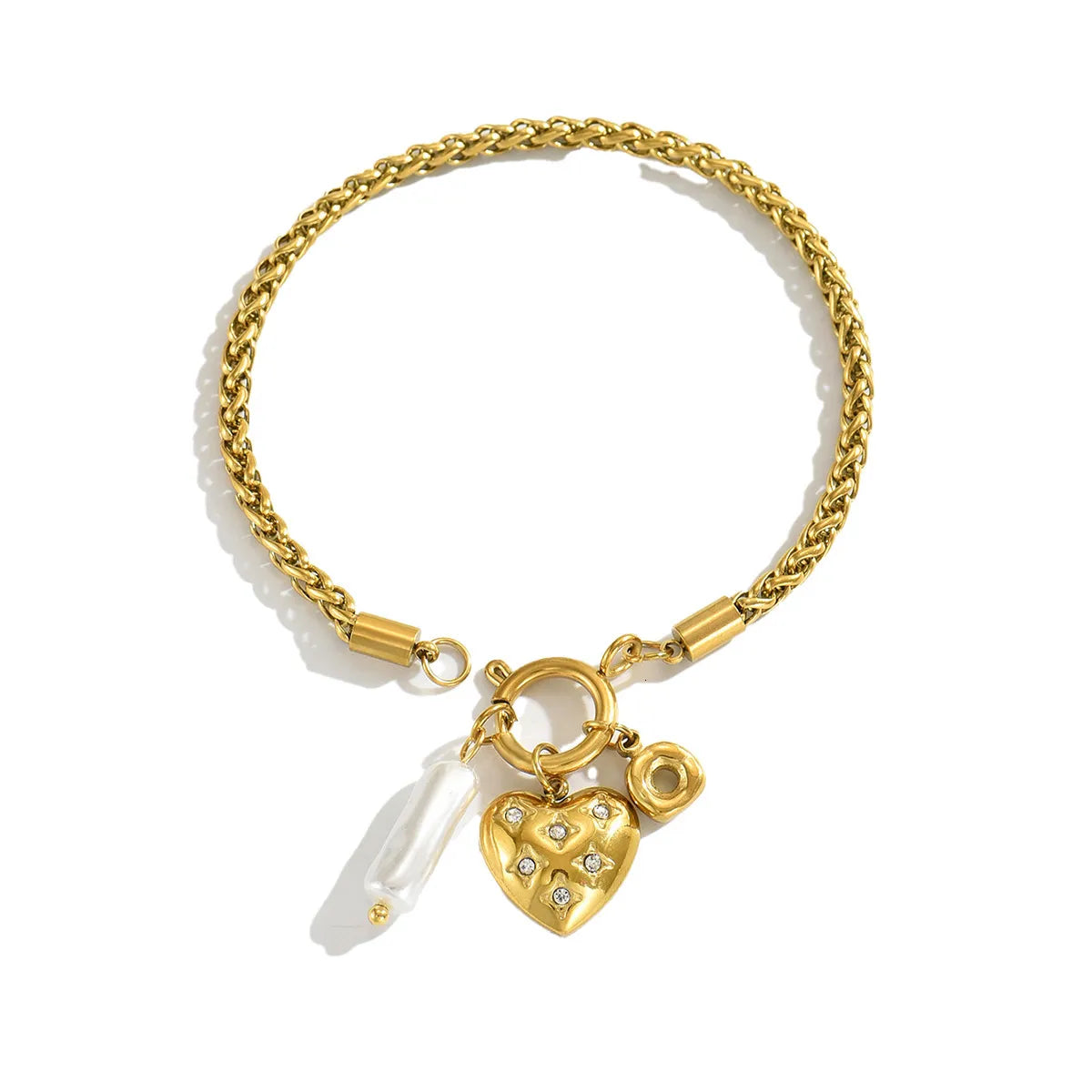 Heart of Pearl Charm Bracelet - Demifine 18KT Gold Plated