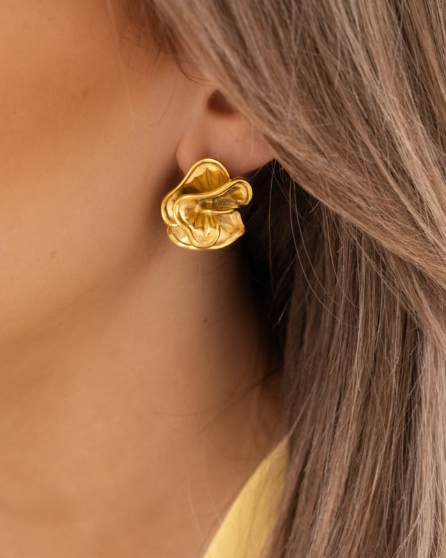 Fluid Flora Stud Earrings -18KT Gold Plated