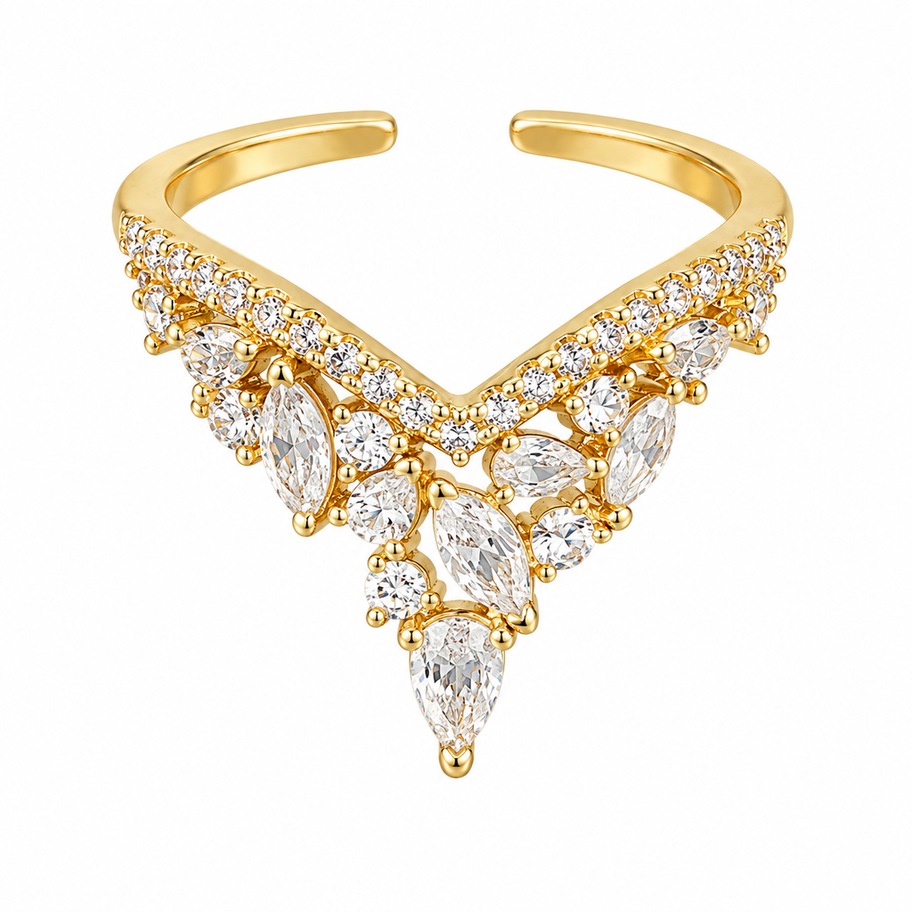Jewel Crown Ring -18KT Gold Plated