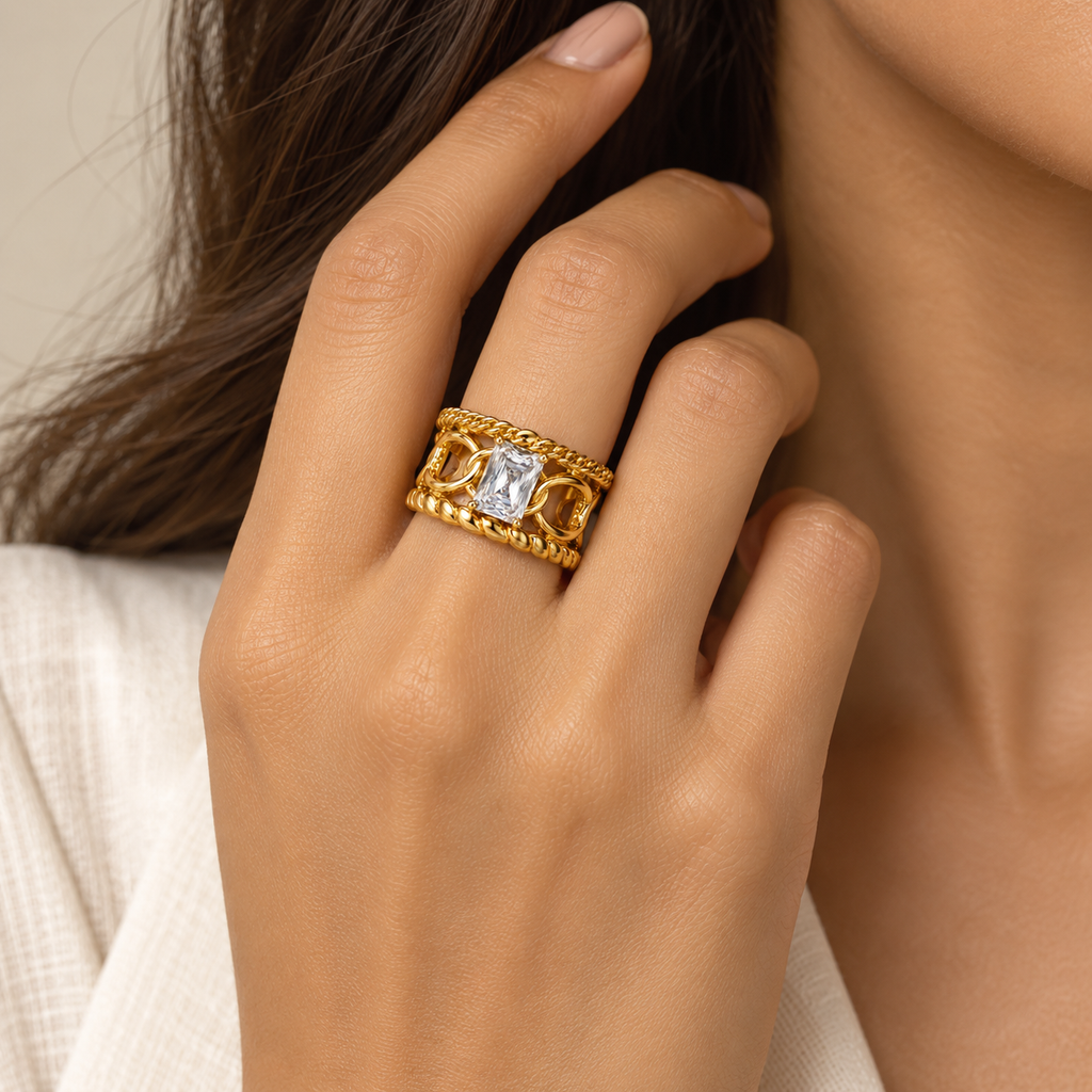 Elysian Chain Ring -18KT Gold Plated