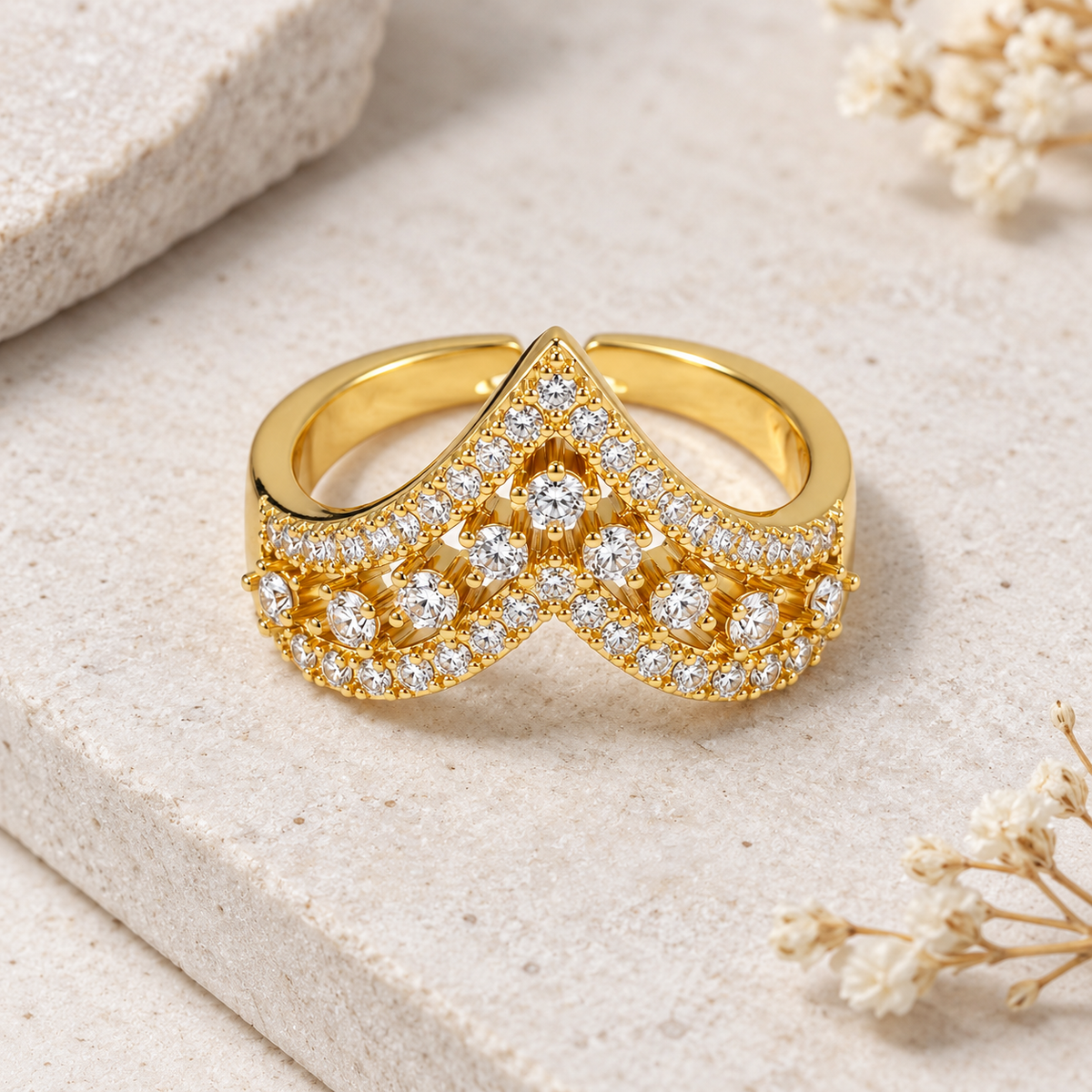 Aurelle Tiara Ring -18KT Gold Plated