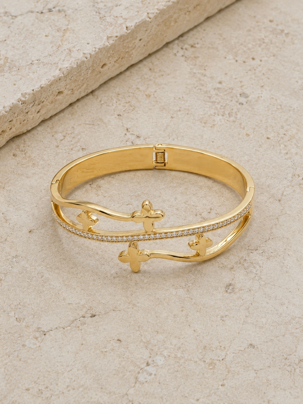 Amora Fleur Cuff Bracelet - 18KT Gold Plated