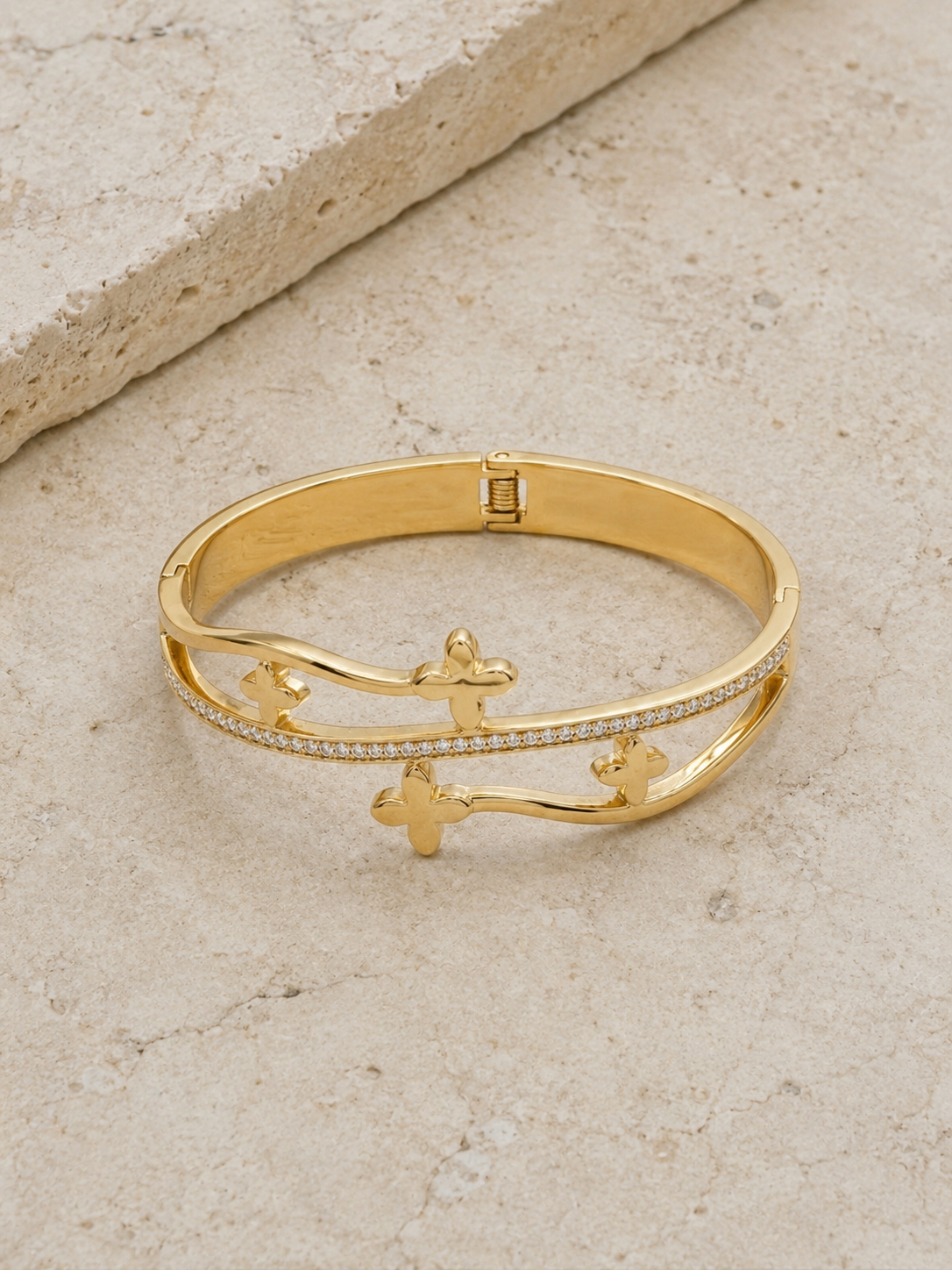 Amora Fleur Cuff Bracelet - 18KT Gold Plated