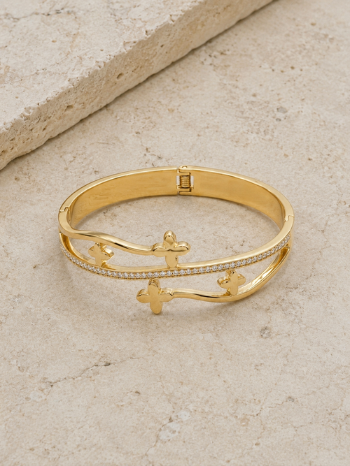 Amora Fleur Cuff Bracelet - 18KT Gold Plated