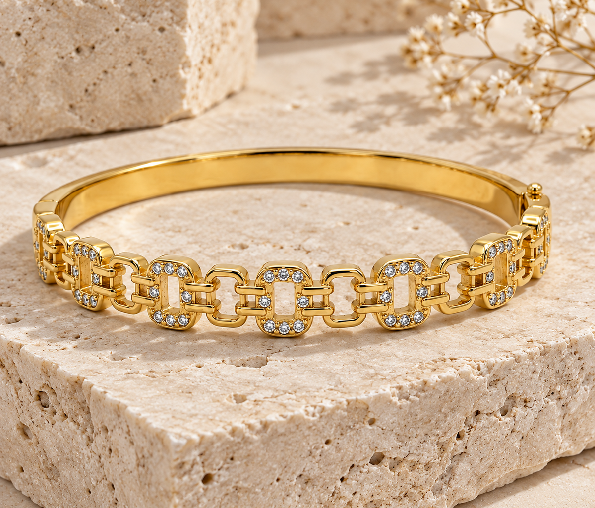 Arden Pavé Cuff Bracelet -18KT Gold Plated