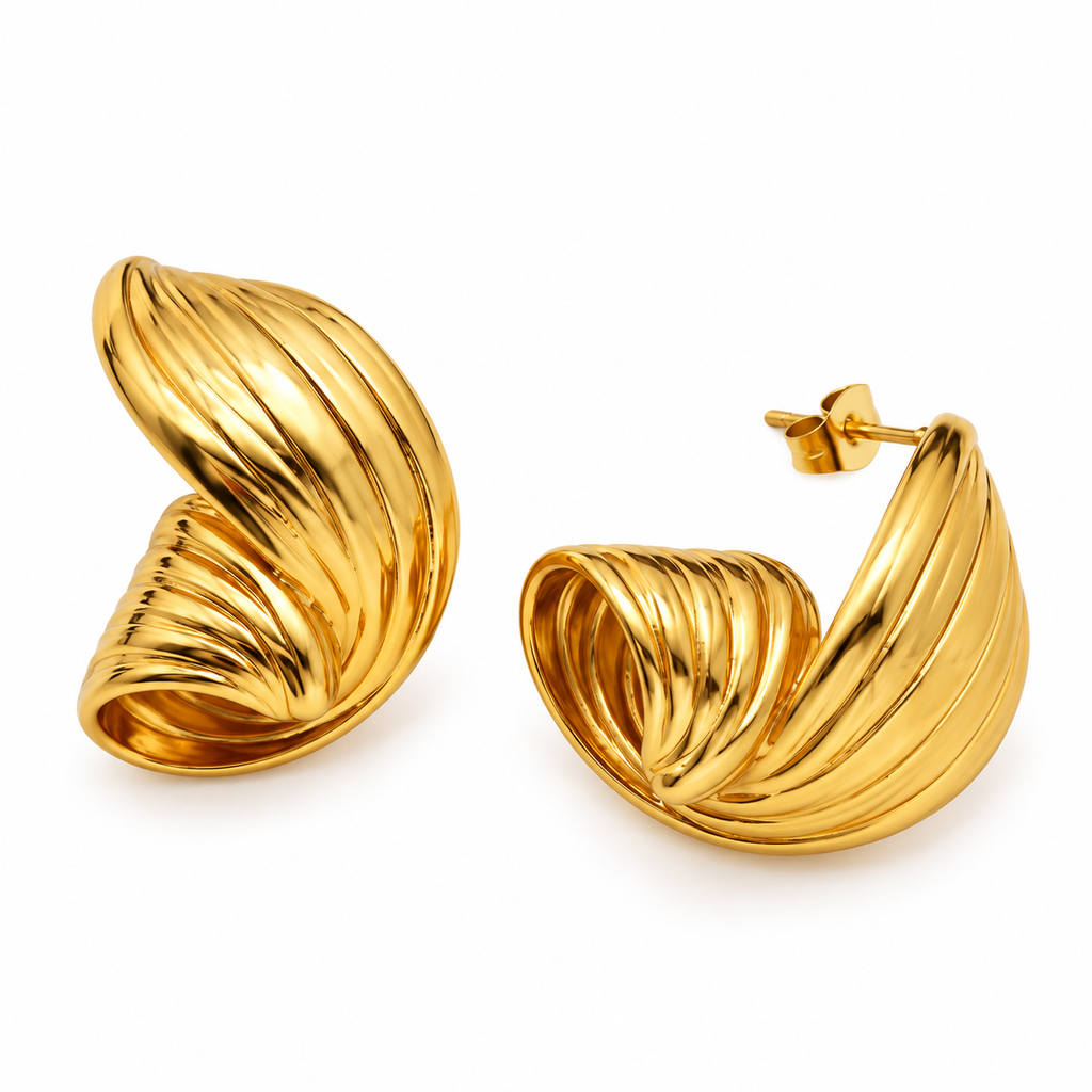 Aurelia Twist Stud Earrings -18KT Gold Plated