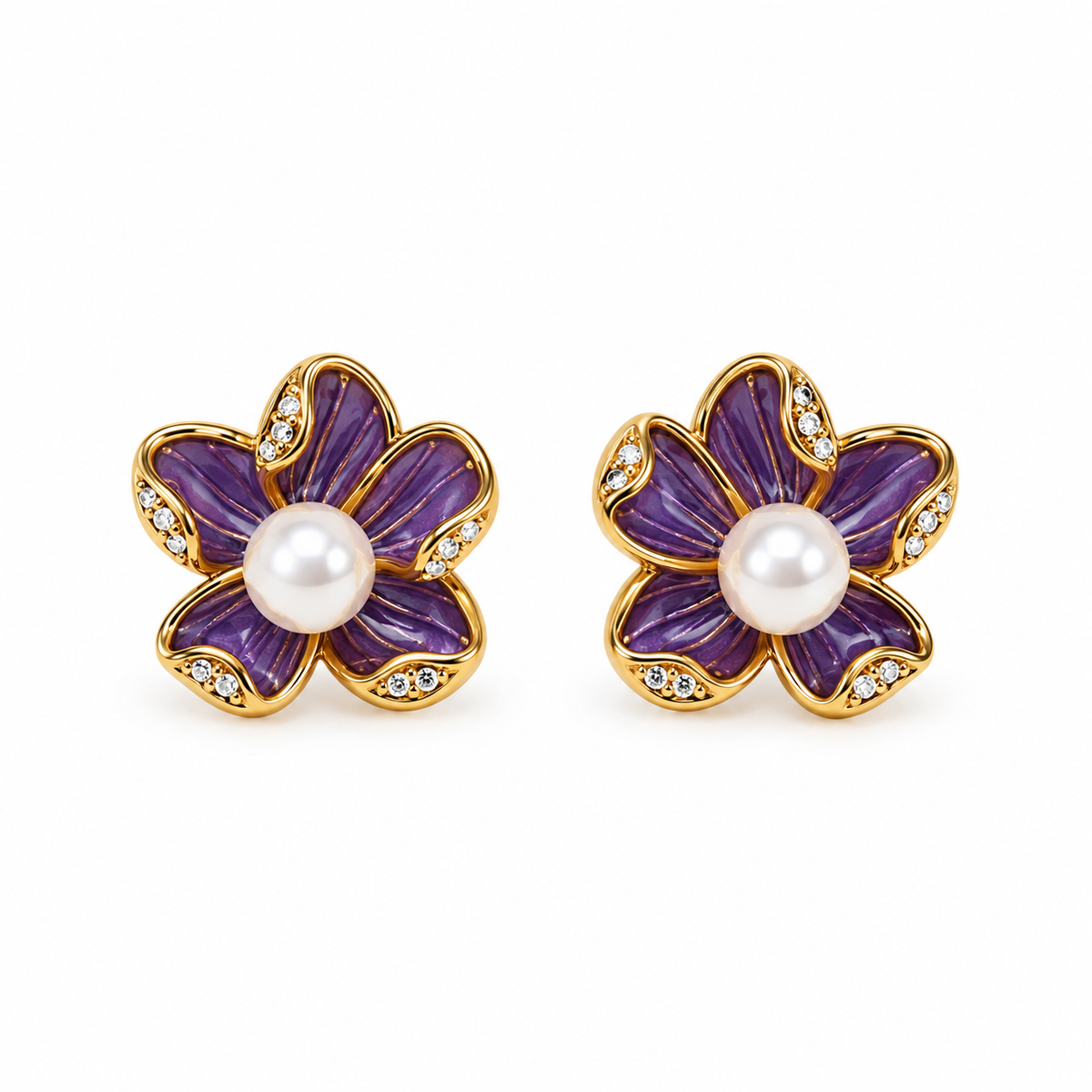 Elara Floral Stud Earrings- 18KT Gold Plated