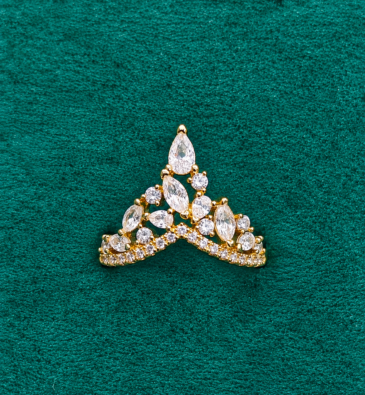 Jewel Crown Ring -18KT Gold Plated
