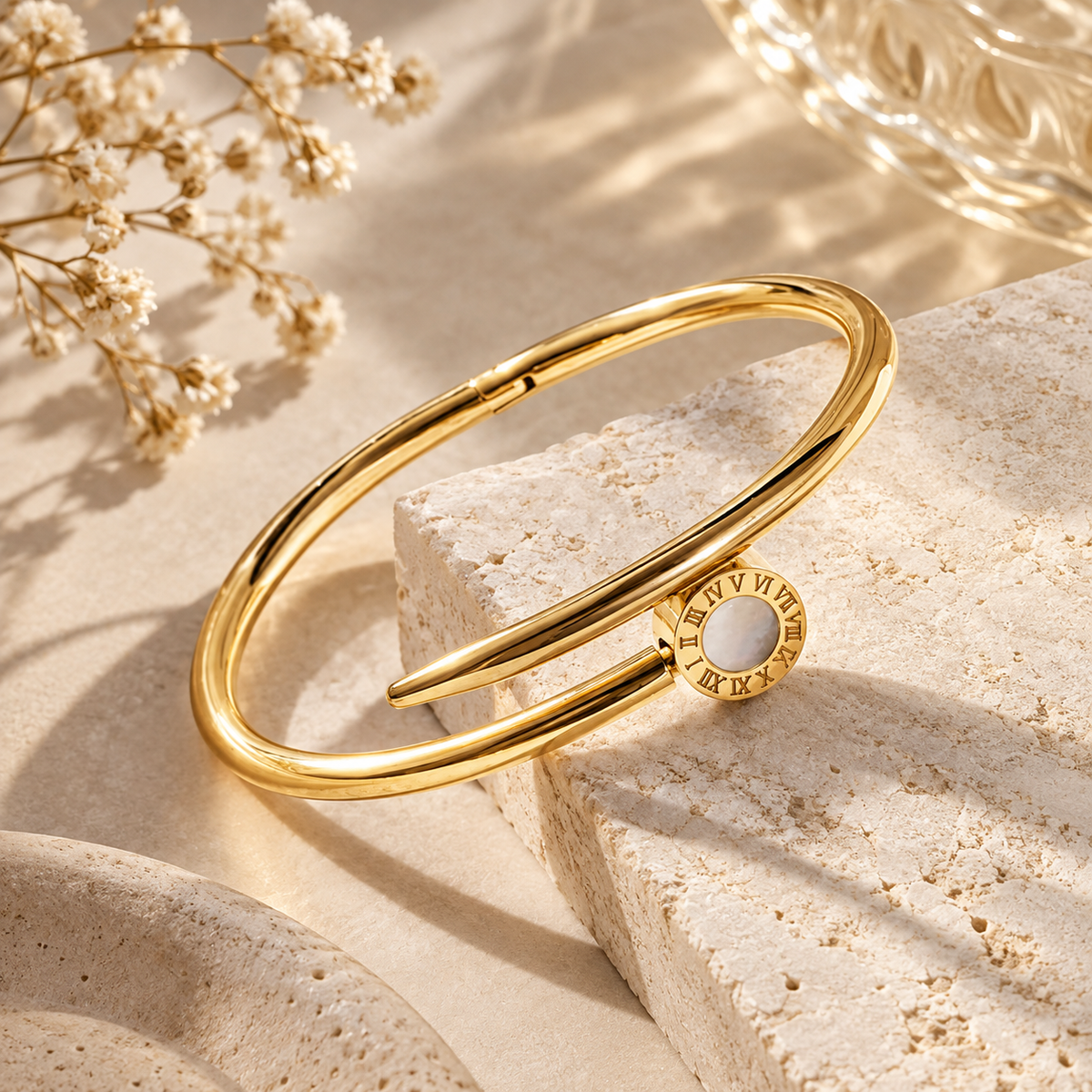 Pearlora Nail Cuff Bracelet -18KT Gold Plated