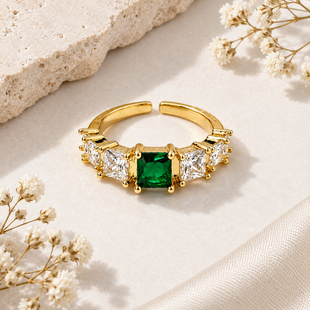 Verde Majesty Ring -18KT Gold Plated