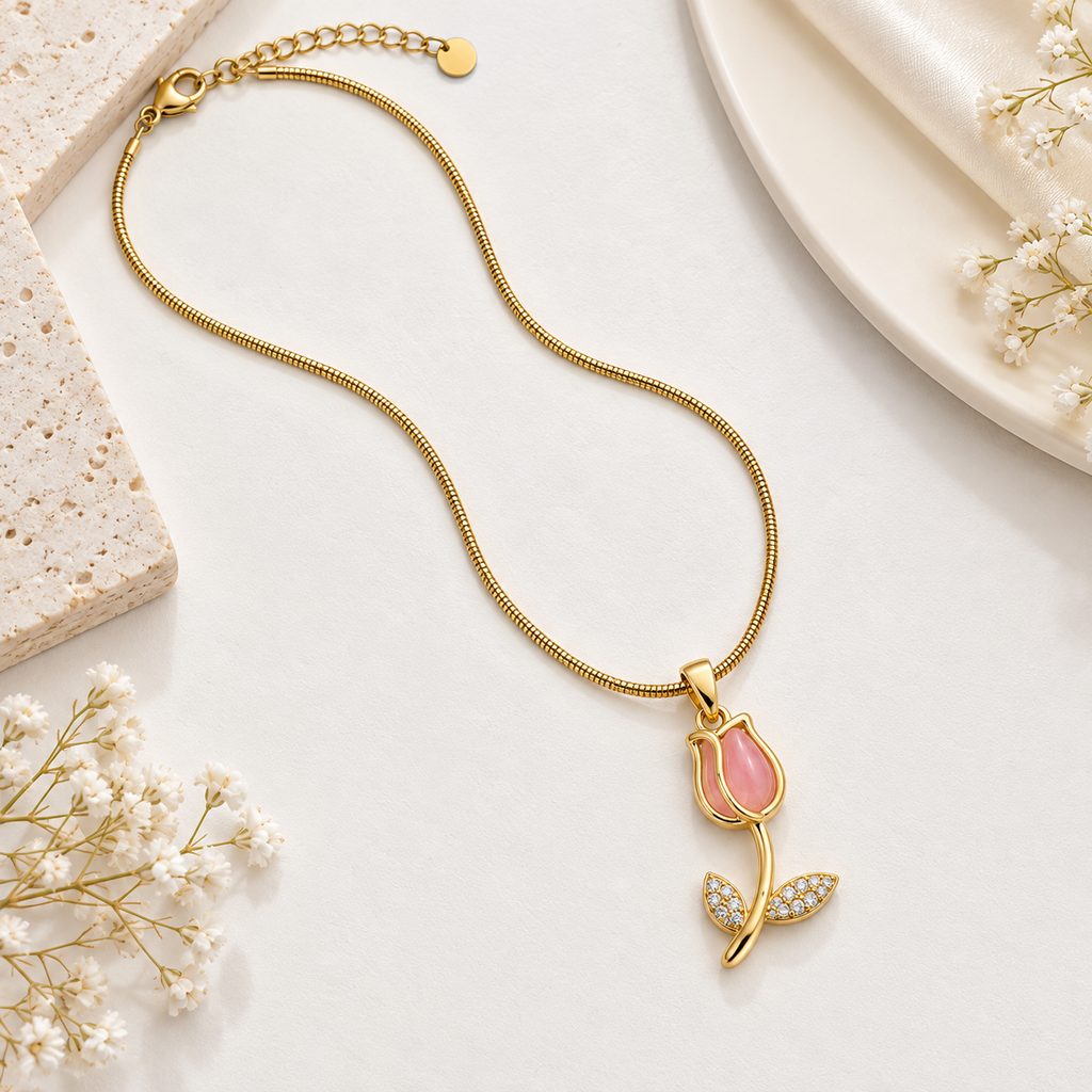 Tulip Rose Pendant -18KT Gold Plated