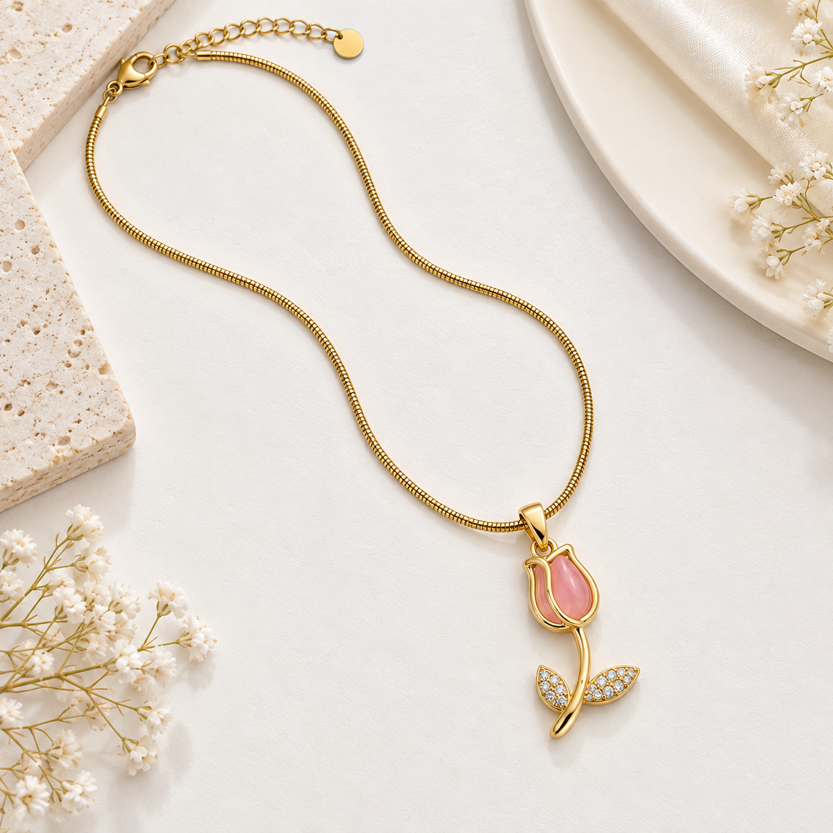 Tulip Rose Pendant -18KT Gold Plated