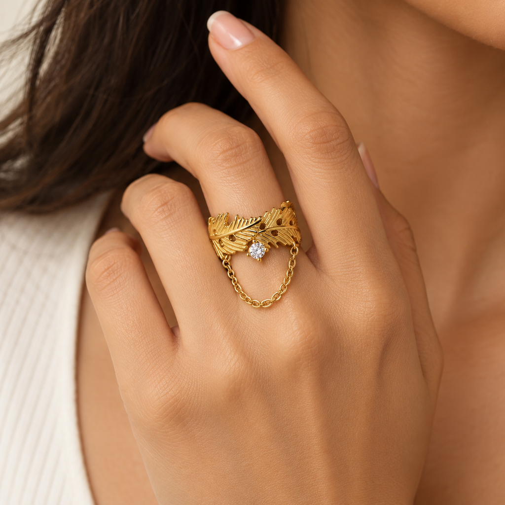 Blossom Zirconia Ring-18KT Gold Plated