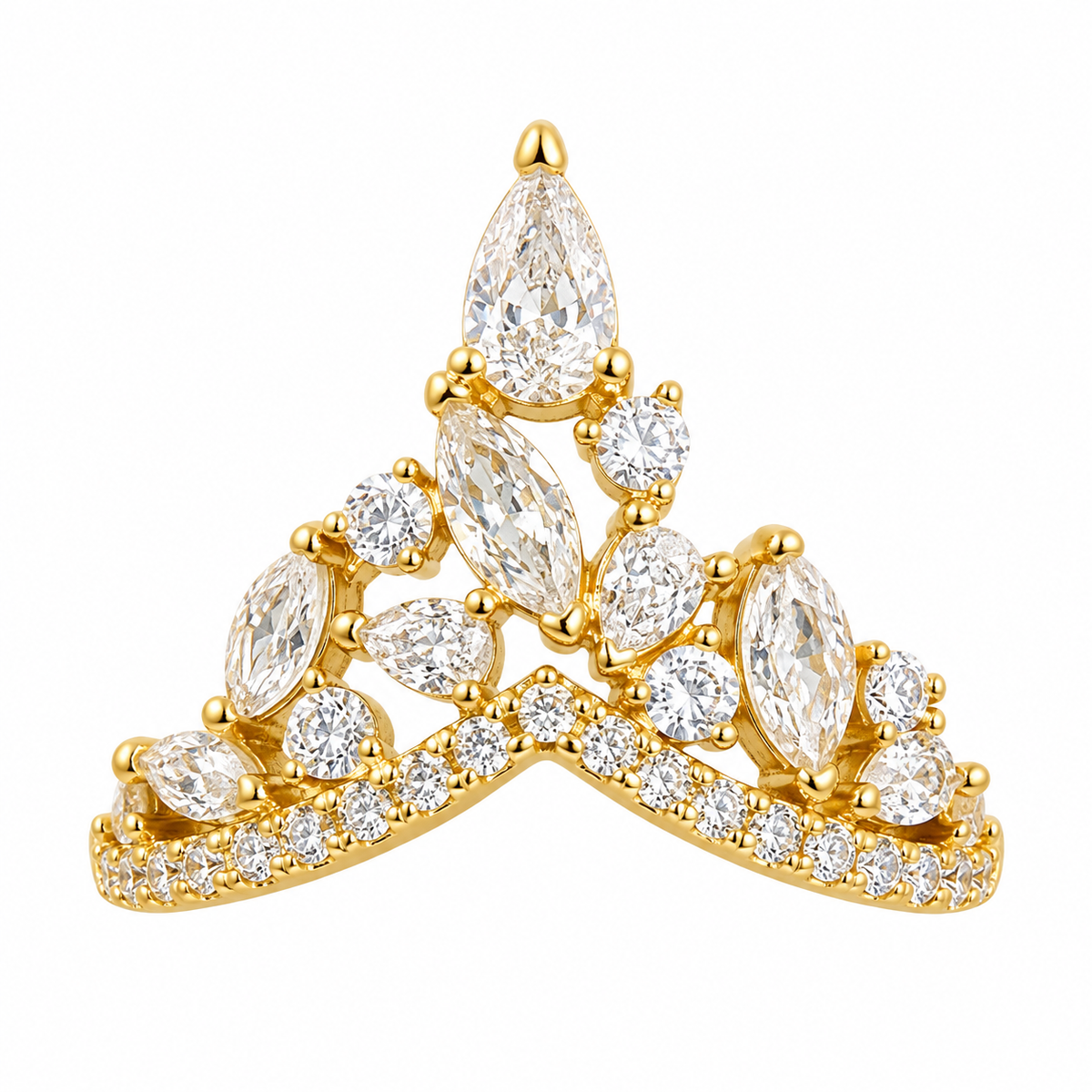 Jewel Crown Ring -18KT Gold Plated