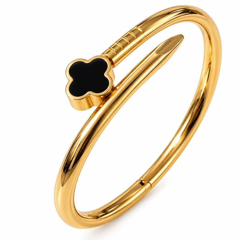 Clover Nail Cuff Bracelet -18KT Gold Plated