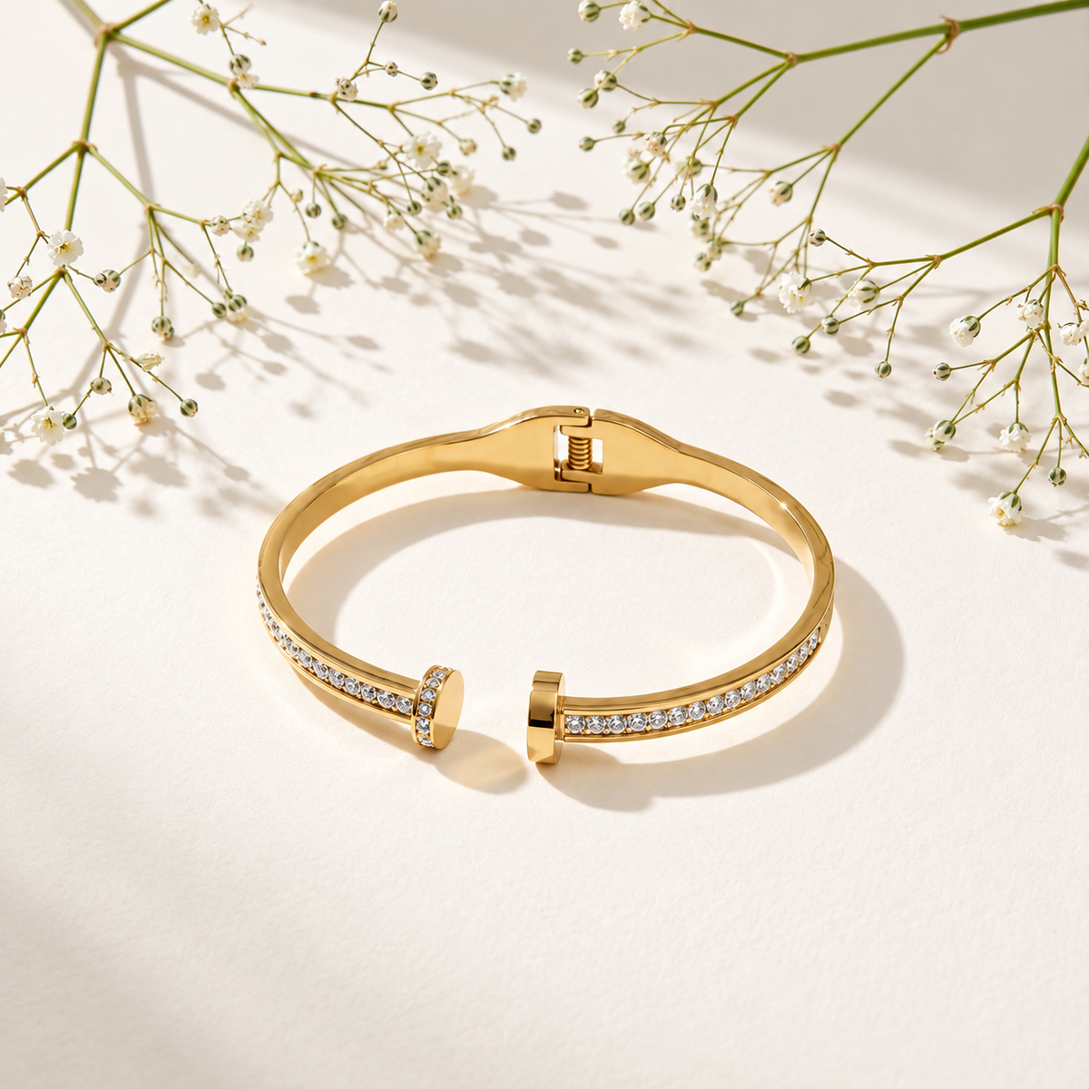 Zirconia Open Nail Cuff -18KT Gold Plated