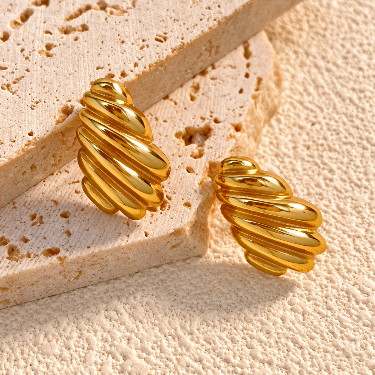 Croissant Stud Earrings -18KT Gold Plated