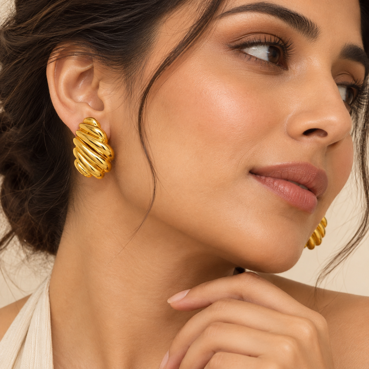 Croissant Stud Earrings -18KT Gold Plated