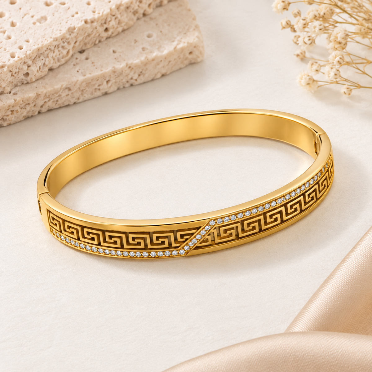 Grecian Edge Baby Cuff Bracelet -18KT Gold Plated