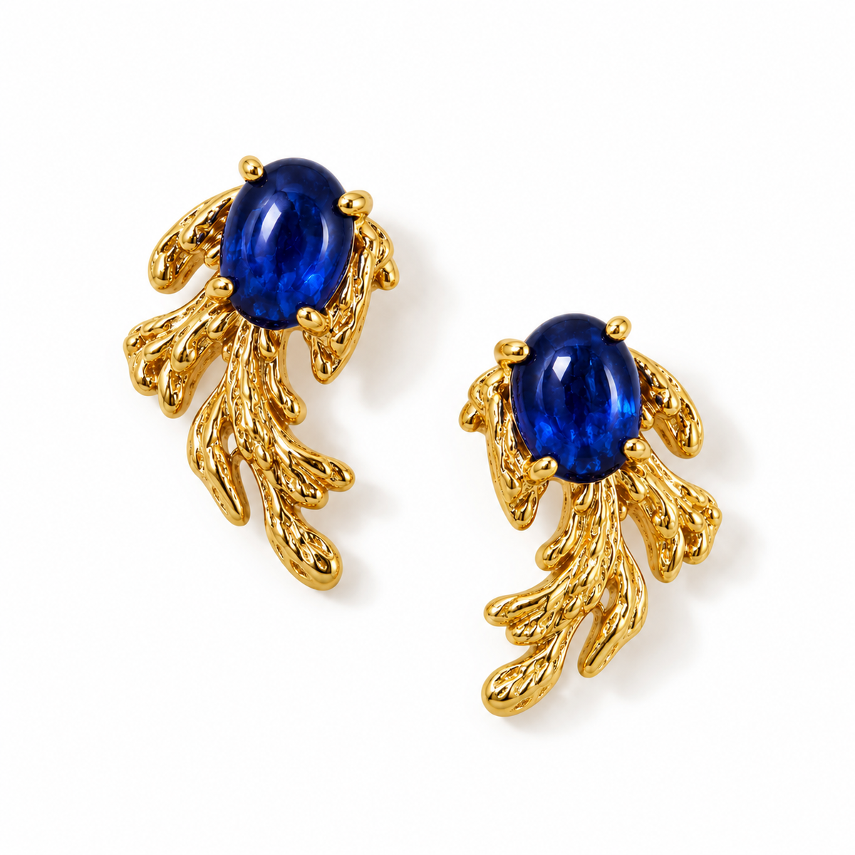 Sapphire Love Stud Earrings -18KT Gold Plated