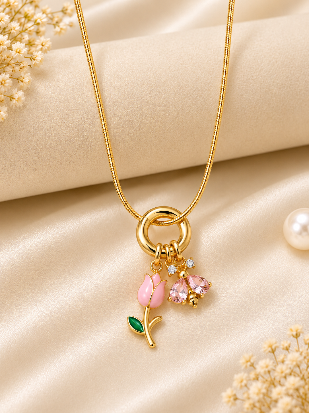 Blush Bloom Pendant -18KT Gold Plated