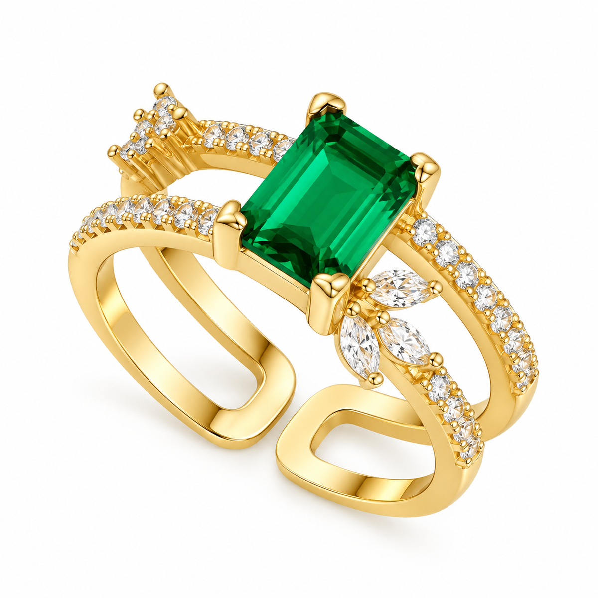 Amara Emerald Ring -18KT Gold Plated