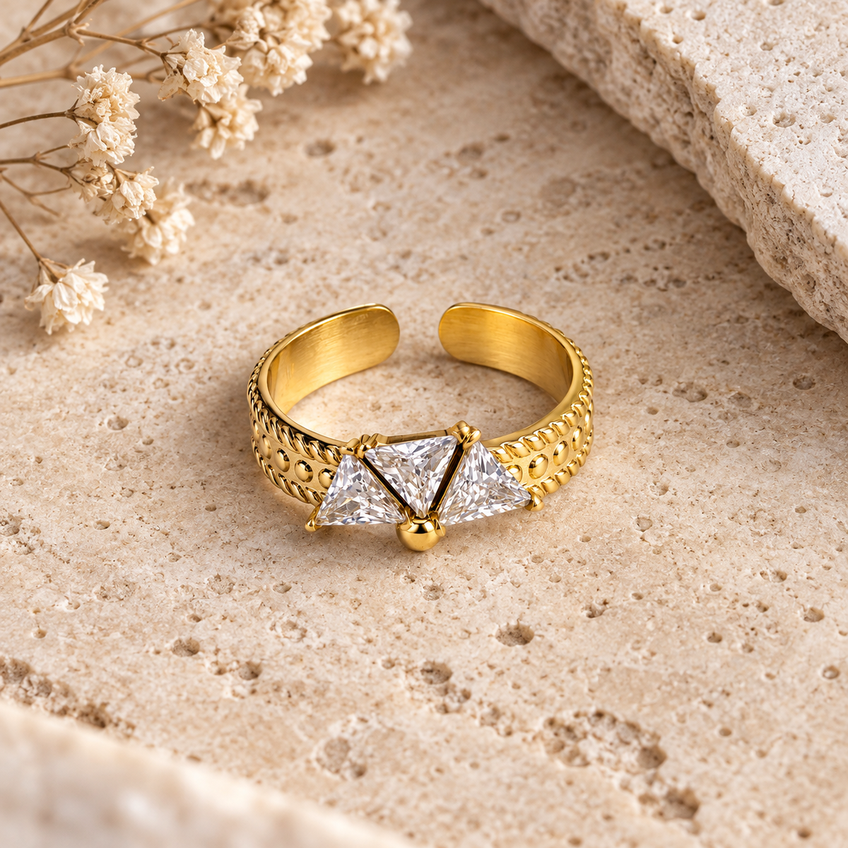 Trinity Eclat Ring -18KT Gold Plated