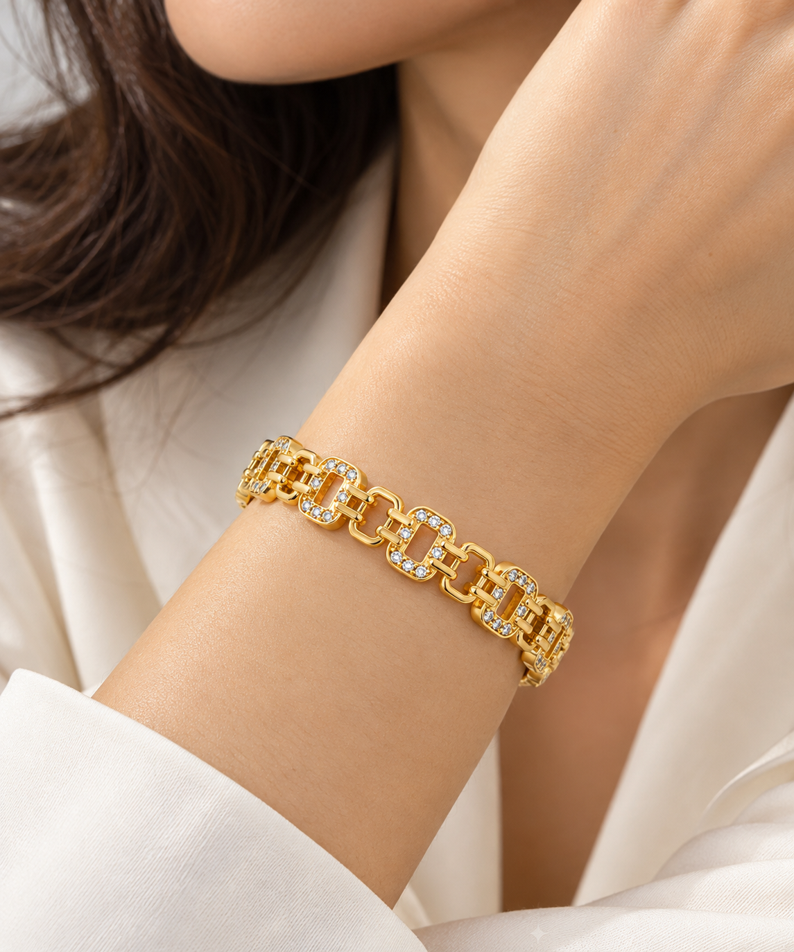 Arden Pavé Cuff Bracelet -18KT Gold Plated