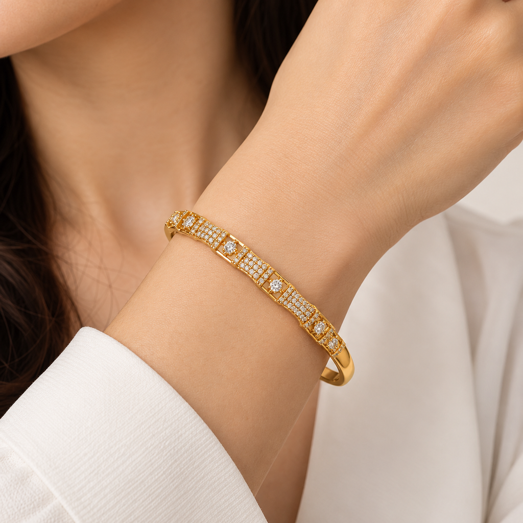 Solenne Cuff Bracelet -18KT Gold Plated