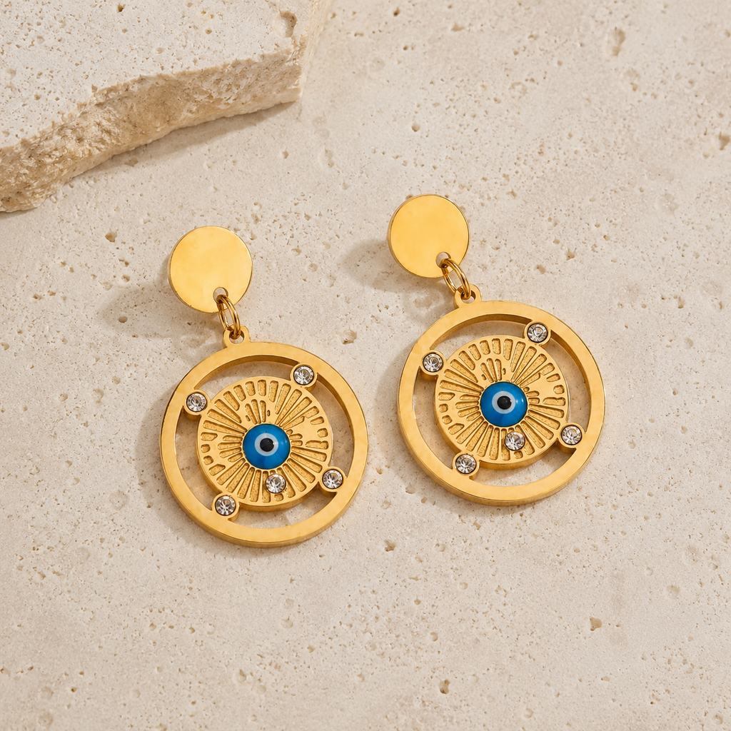 Solara Amulet Drop Earrings - 18KT Gold Plated