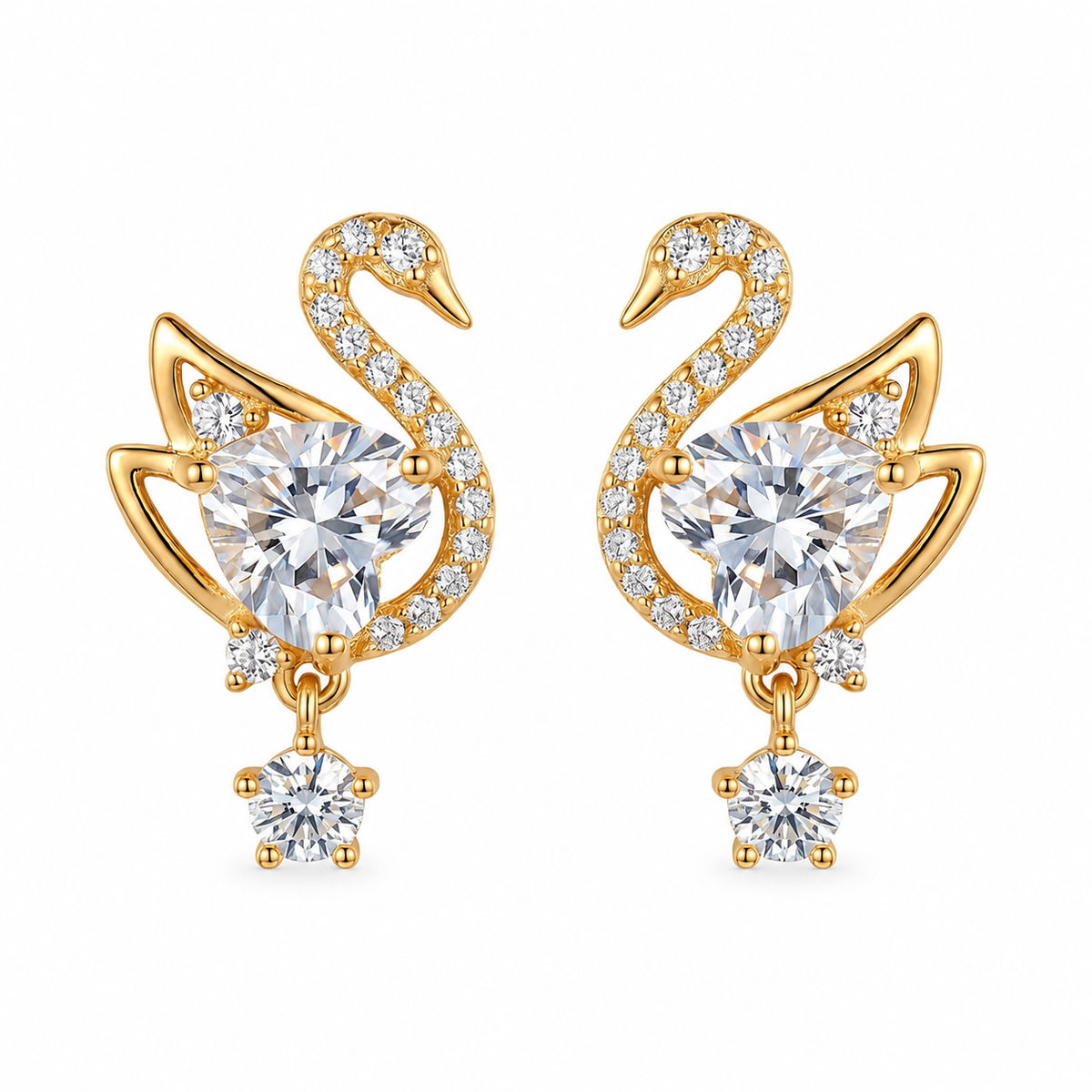 Amora Swan Stud Earrings - 18KT Gold Plated