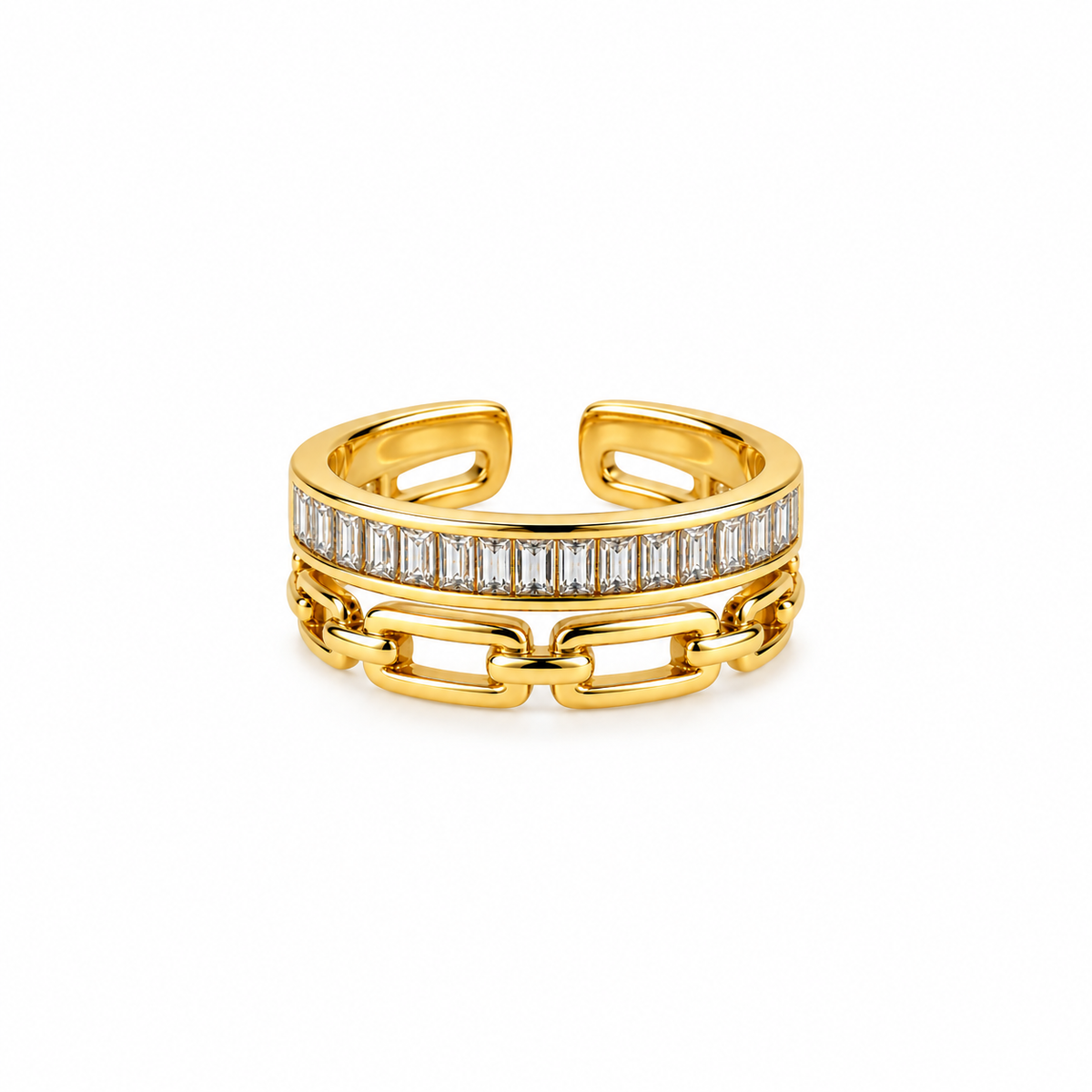 Linked to You Zirconia Ring -18KT Gold Plated