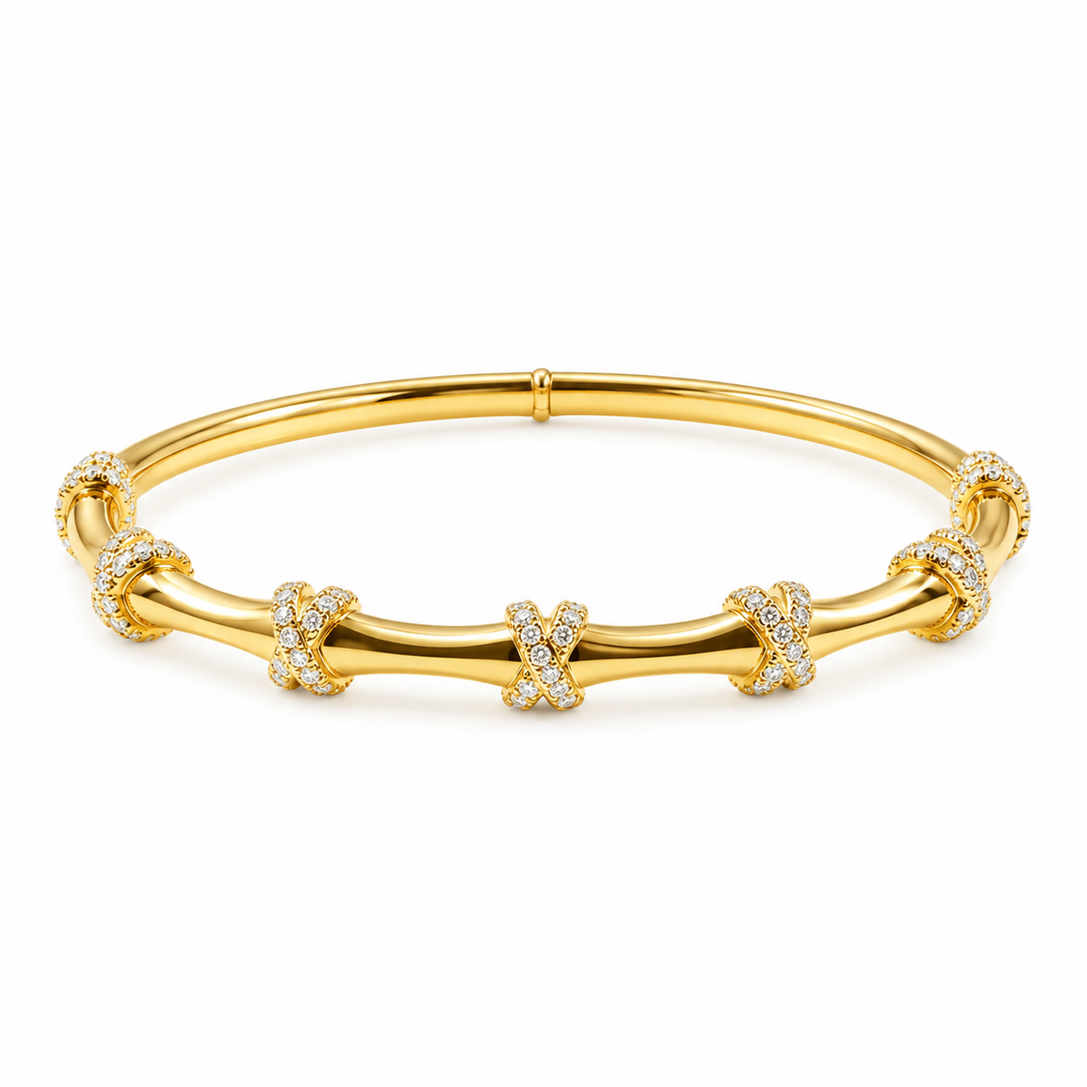 Bamboo Crossover Cuff Bracelet -18KT Gold Plated