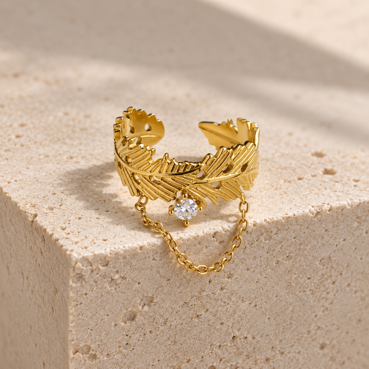 Blossom Zirconia Ring-18KT Gold Plated
