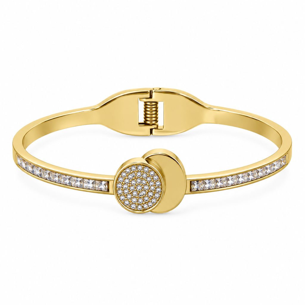 Elara Halo Cuff Bracelet -18KT Gold Plated
