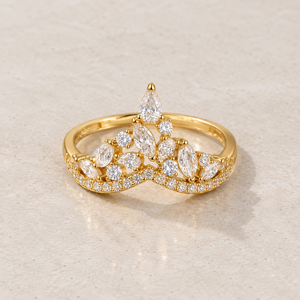 Jewel Crown Ring -18KT Gold Plated