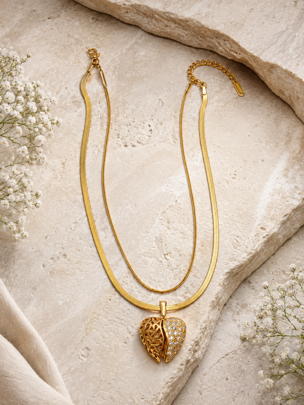 L'Amouré Multilayer Pendant - 18KT Gold Plated