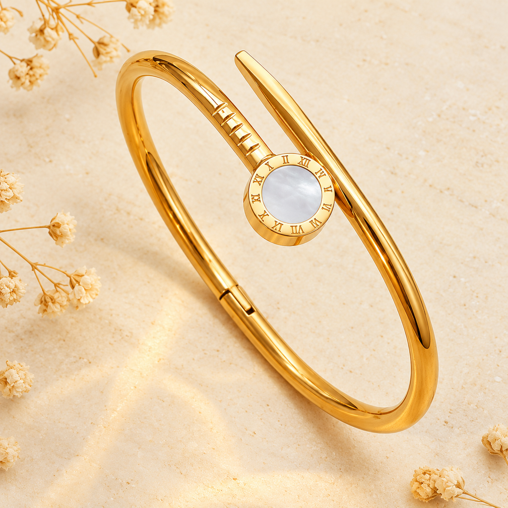 Pearlora Nail Cuff Bracelet -18KT Gold Plated