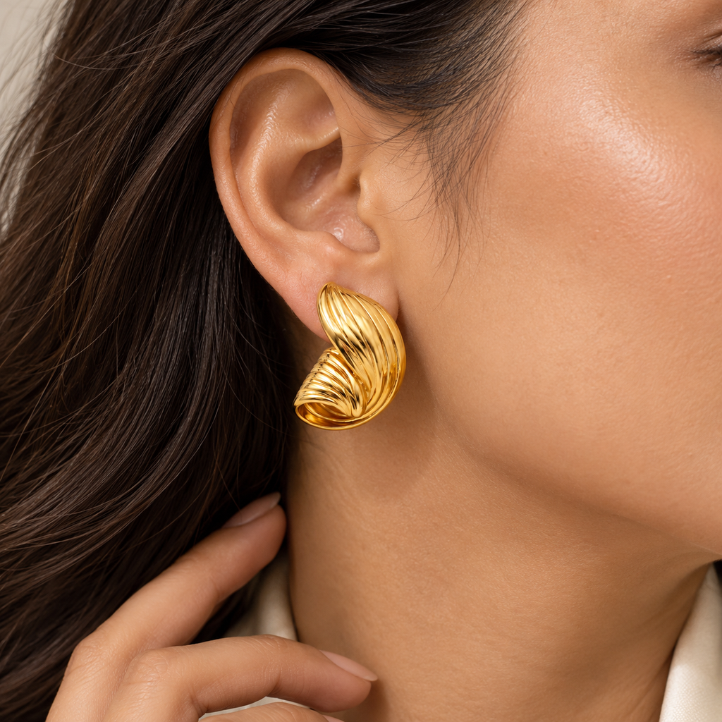 Aurelia Twist Stud Earrings -18KT Gold Plated