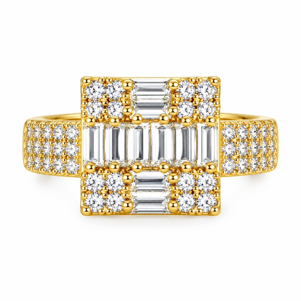 Baguette Ring -18KT Gold Plated