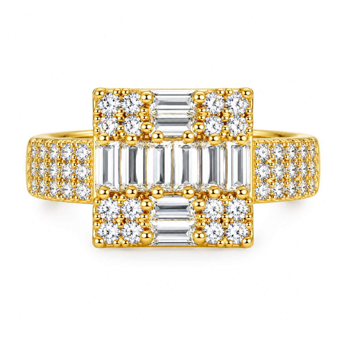 Baguette Ring -18KT Gold Plated