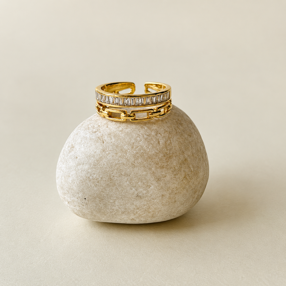 Linked to You Zirconia Ring -18KT Gold Plated