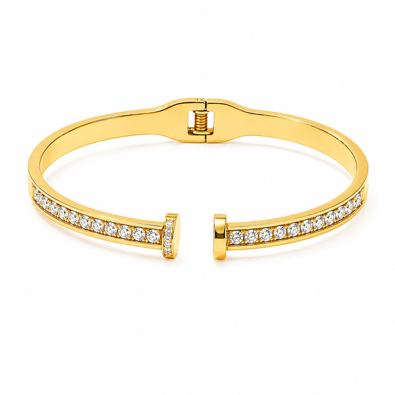 Zirconia Open Nail Cuff -18KT Gold Plated