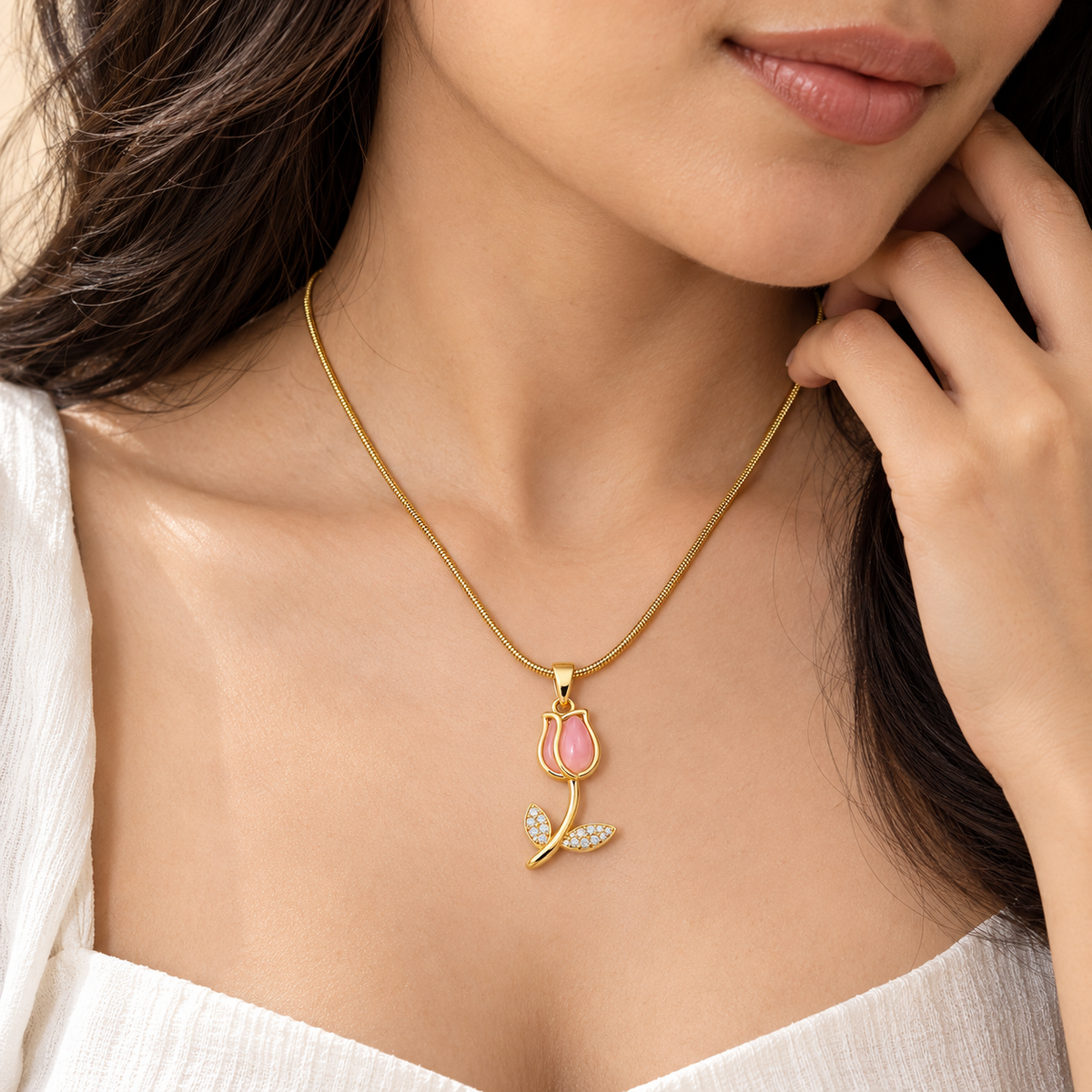 Tulip Rose Pendant -18KT Gold Plated