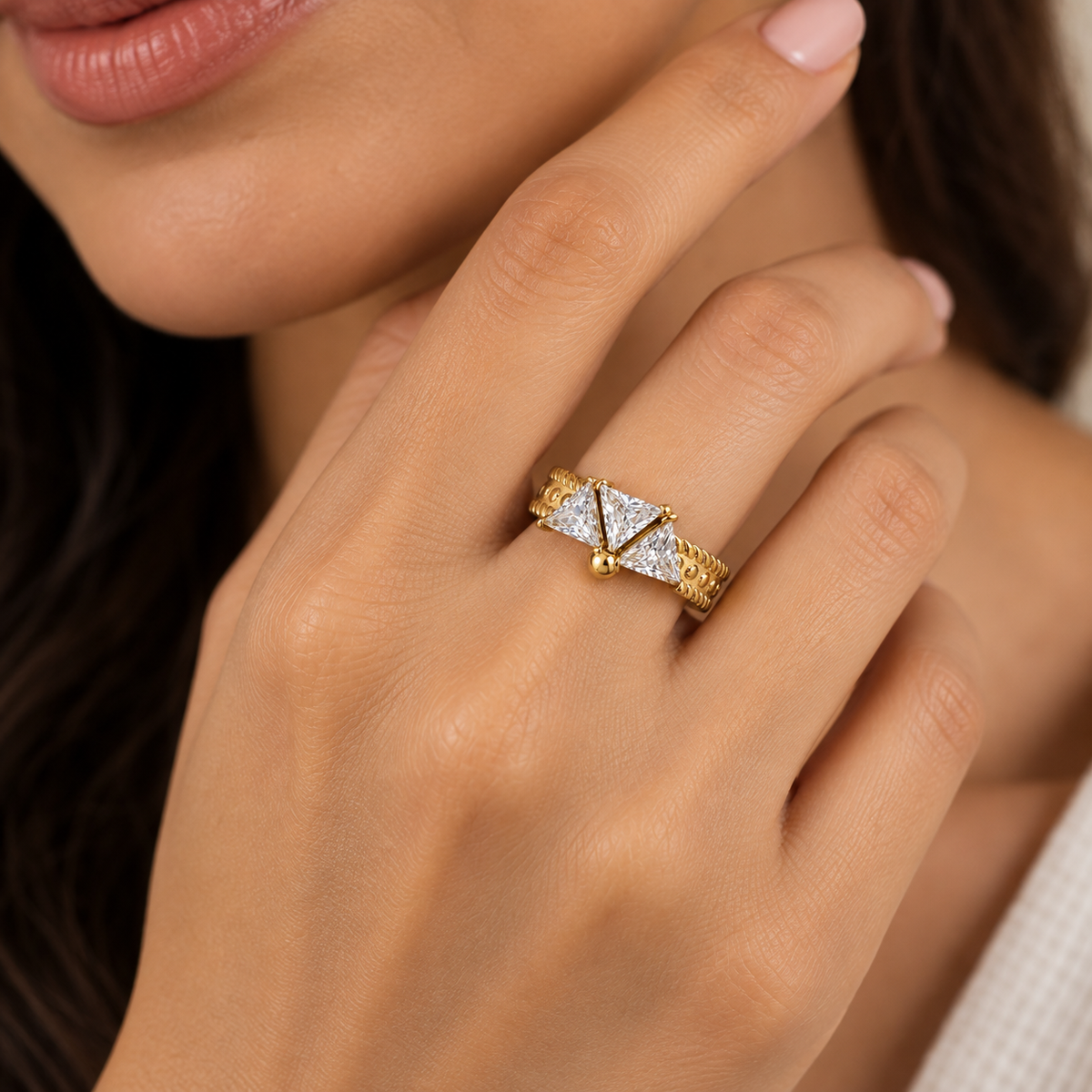 Trinity Eclat Ring -18KT Gold Plated